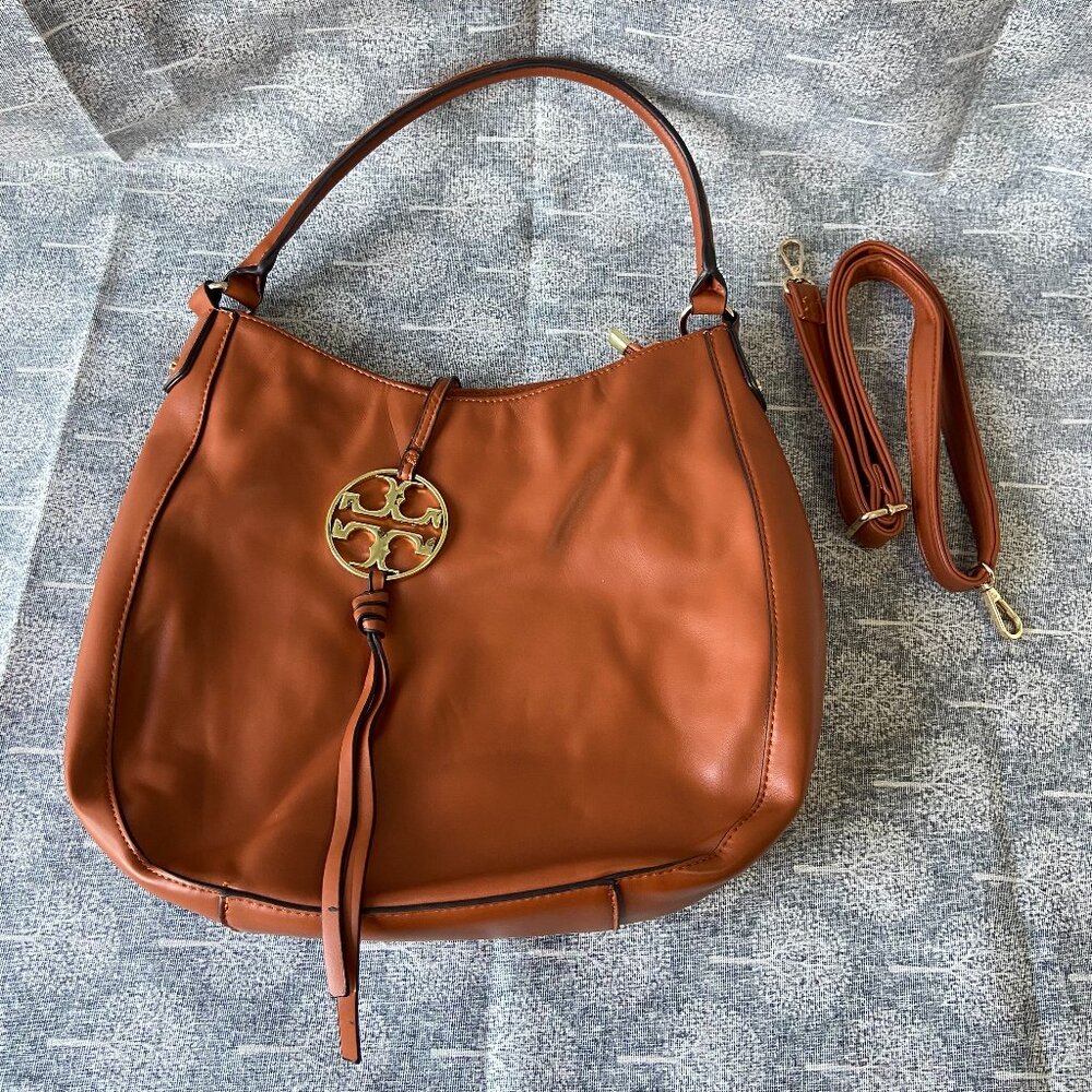 Tory Burch Miller Metal-Logo Slouchy Hobo Bag